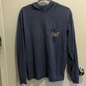 Mens Vineyard Vines Hooded Pocket Tshirt - American Flag Whale